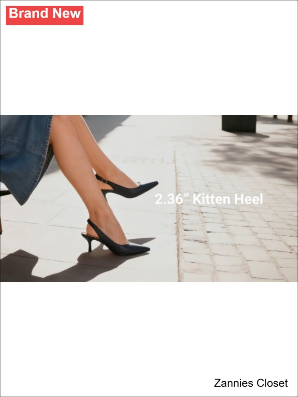 ✨ DREAM PAIRS Women's Kitten Heel Slingback Pumps Pointed Toe Glitter - Picture 6 of 6